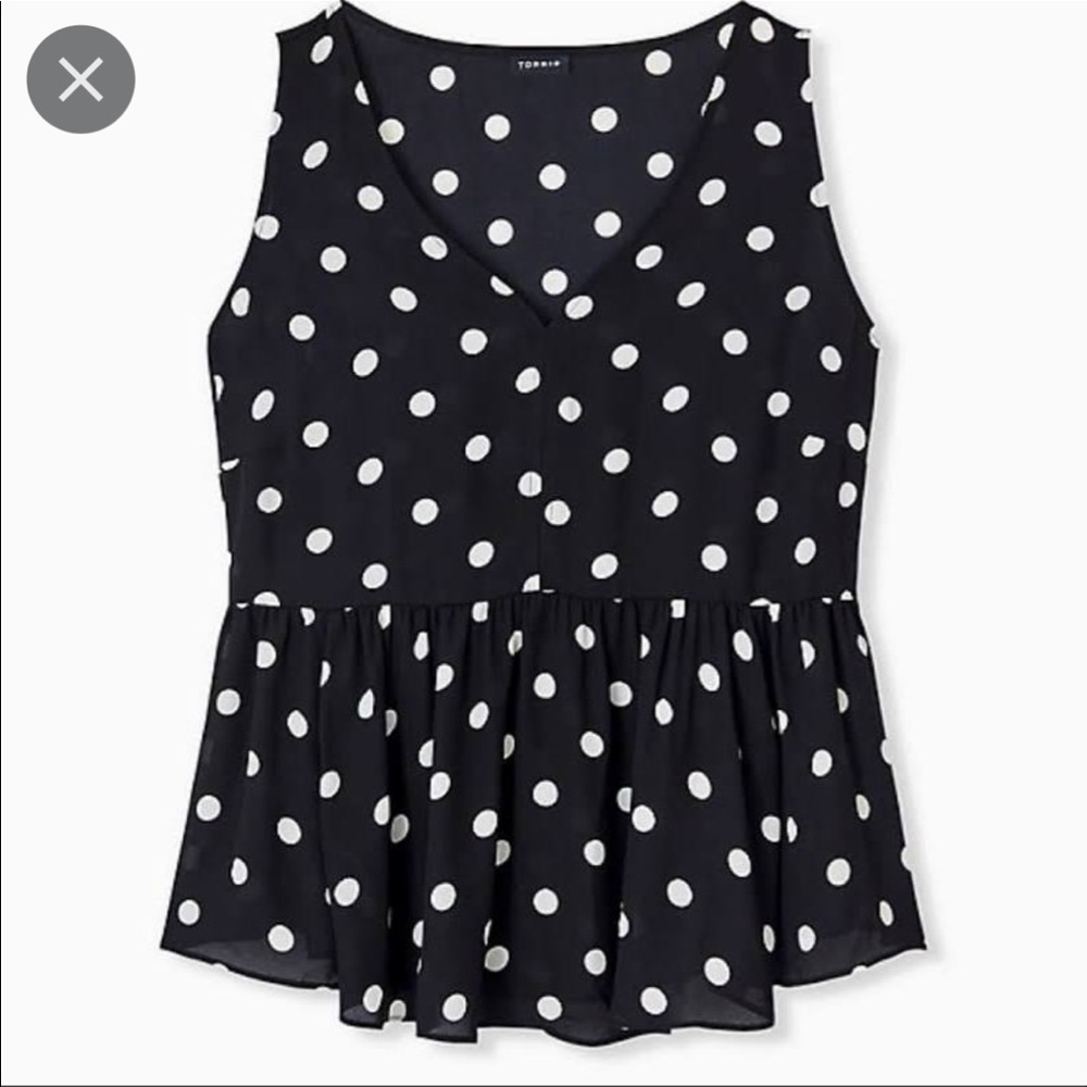 Torrid Plus Size 2X Black White Polka Dot Pelum Georgette Sleeveless Blouse - Picture 1 of 6